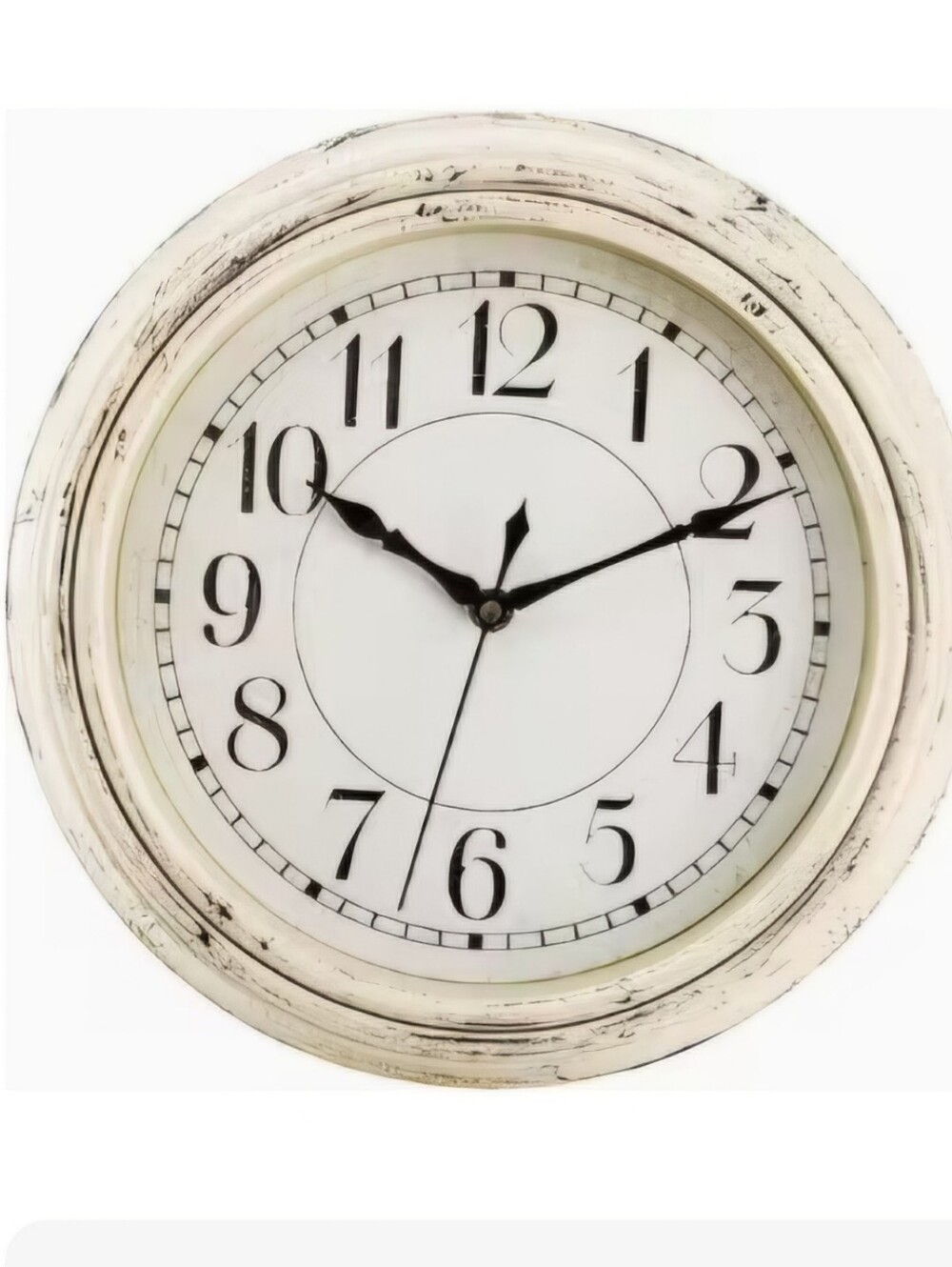 Distressed White Round Wall Clock - Classic Home Wall Decor